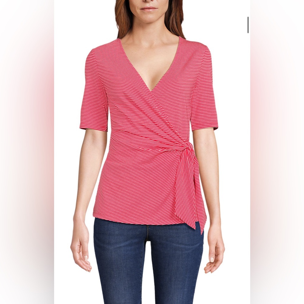 Red and White striped Wrap Top